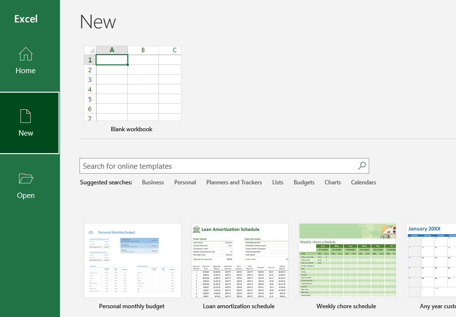 Screenshot of setting up new Excel spreadsheet for inventory management