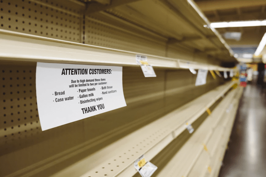 Empty shelves at a warehouse